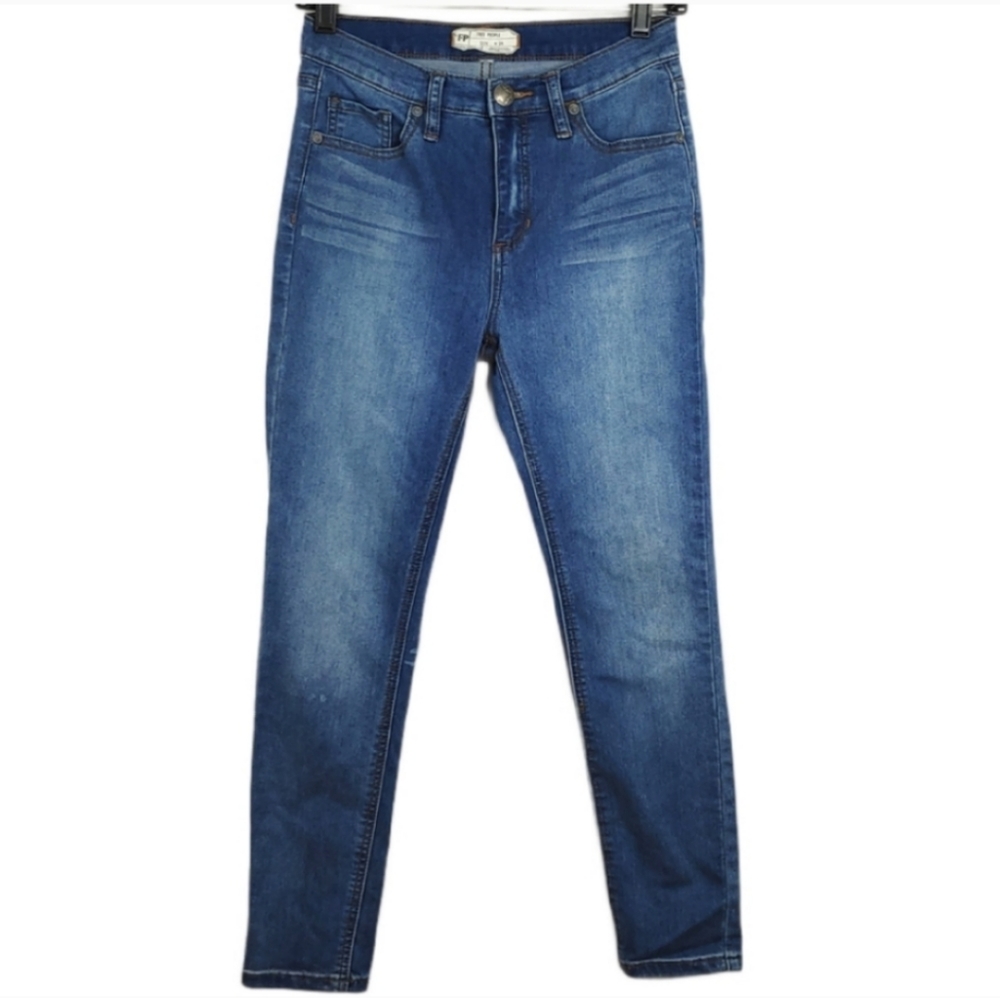 Free People High Waist Medium Wash Ankle Skinny Denim Jeans Women's Size 26